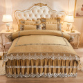 Conjunto de lençol de cama com estampa de veludo de cristal de renda acolchoado